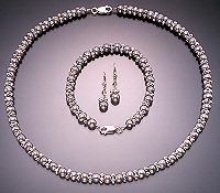 Sterling silver pearl jewelry set gray